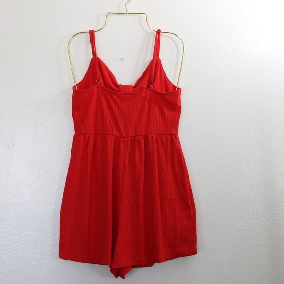 Xhilaration Red Ribbed Romper w/ Bow Detail | Size Small ❤️👗 - Picture 4 of 8